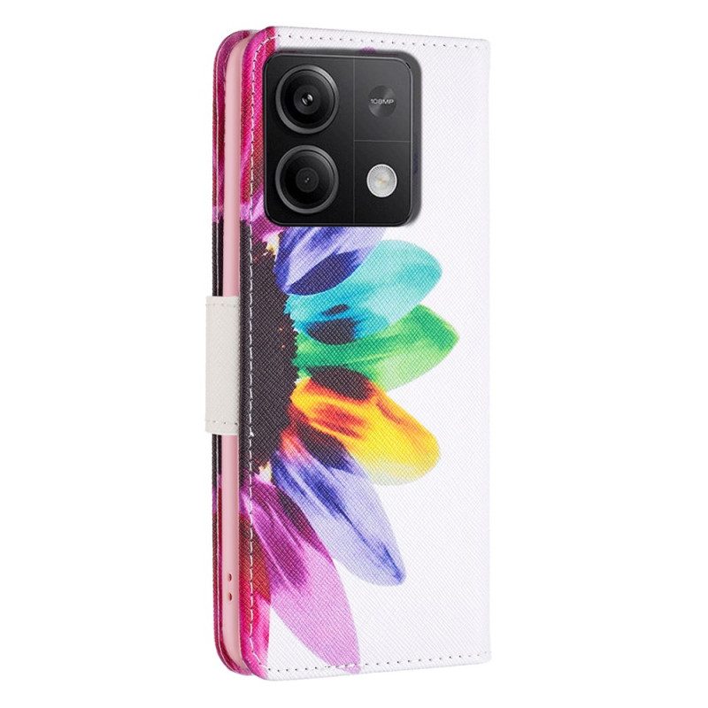 Leren Hoesje Xiaomi Redmi Note 13 5g Waterverfbloem Bescherming Hoesje