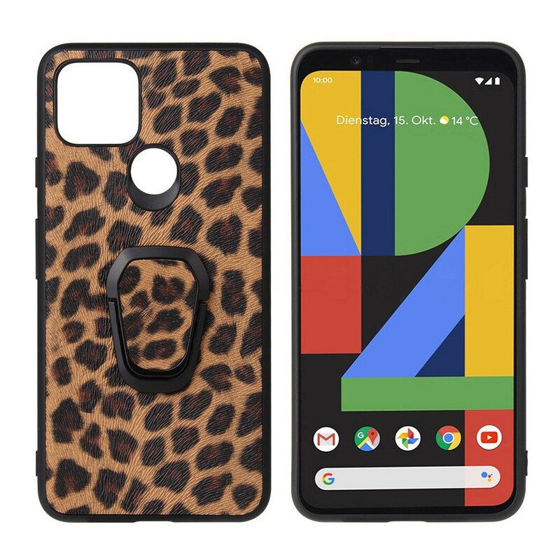 Hoesje voor Google Pixel 5 Ringondersteuning In Luipaardstijl