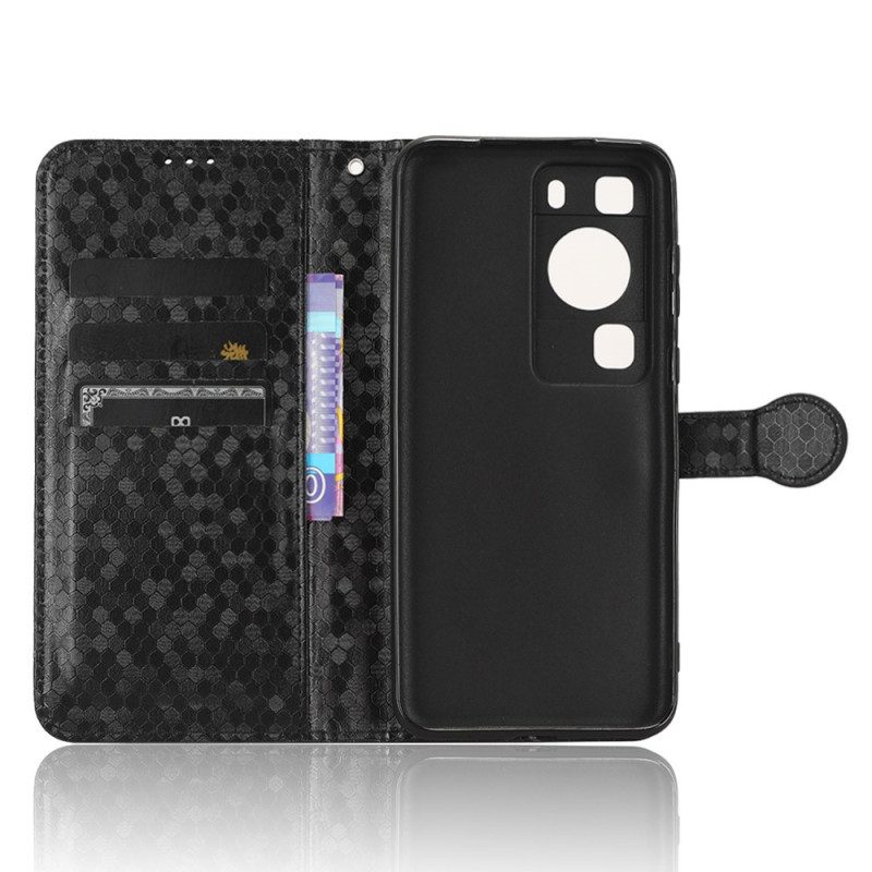 Folio-hoesje voor Huawei P60 Pro Met Ketting 3d-patroon Met Riempje