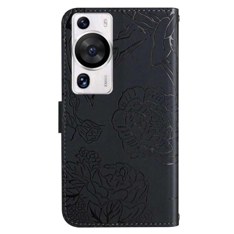 Folio-hoesje voor Huawei P60 Pro Vlinders Met Schouderband