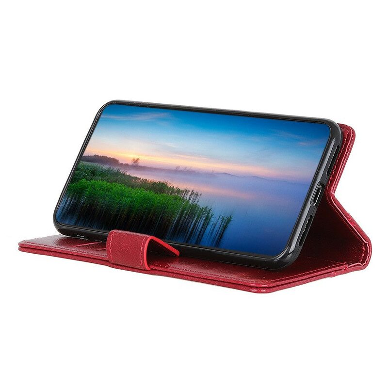 Bescherming Hoesje voor Samsung Galaxy A42 5G Folio-hoesje Gespleten Nappa Lederen Klinknagels