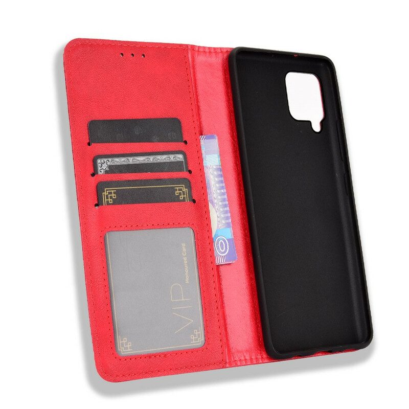 Bescherming Hoesje voor Samsung Galaxy A42 5G Folio-hoesje Gestileerd Vintage Leereffect