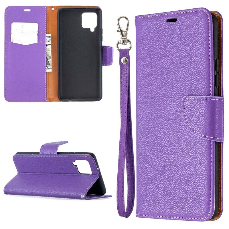 Folio-hoesje voor Samsung Galaxy A42 5G Flip Case Lychee Rabat Schuin