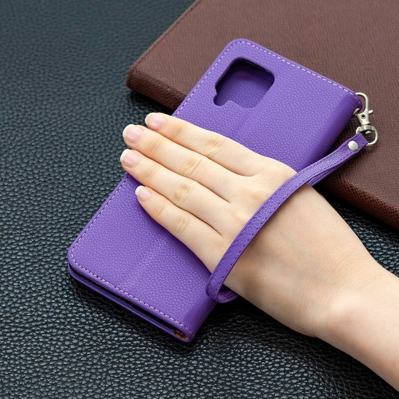 Folio-hoesje voor Samsung Galaxy A42 5G Flip Case Lychee Rabat Schuin