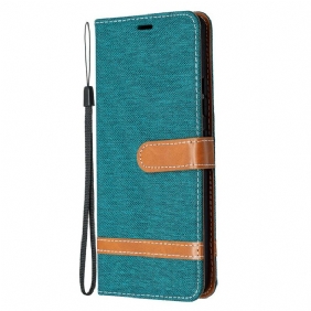 Folio-hoesje voor Samsung Galaxy A42 5G Met Ketting Band Van Stof En Leereffect