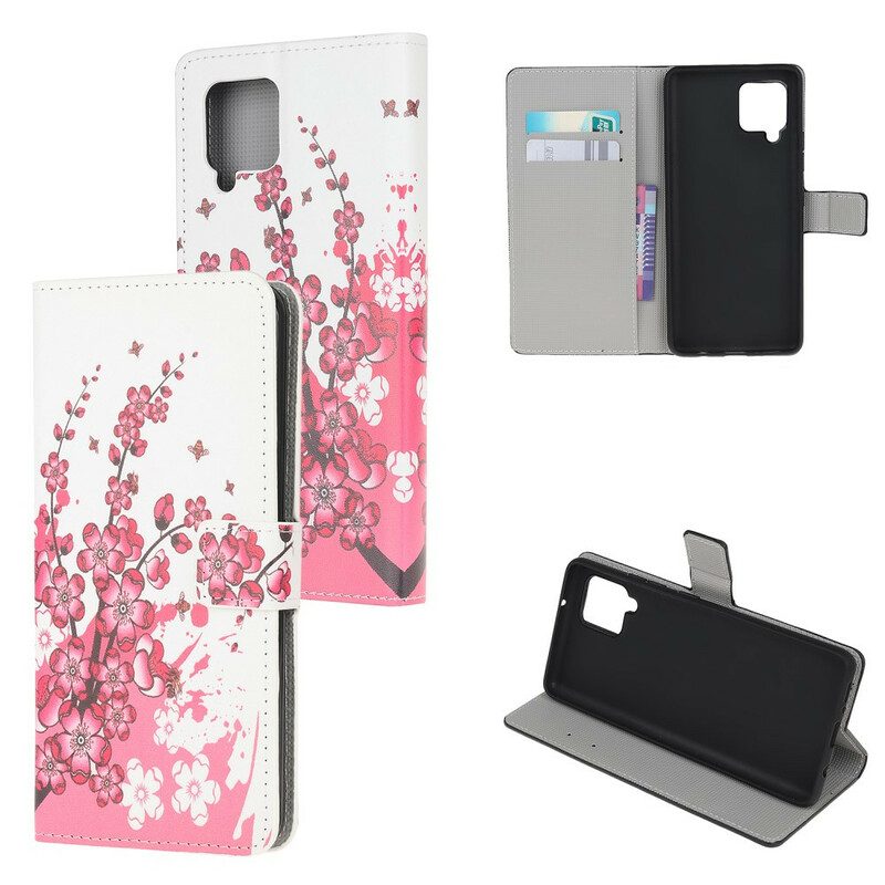 Folio-hoesje voor Samsung Galaxy A42 5G Tropische Bloemen