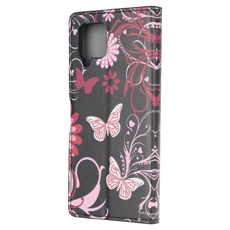 Folio-hoesje voor Samsung Galaxy A42 5G Vlinders En Bloemen