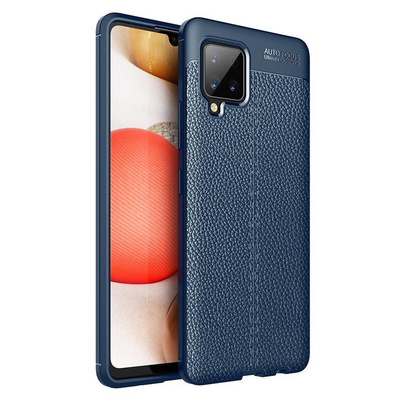 Hoesje voor Samsung Galaxy A42 5G Dubbellijnig Litchi-leereffect