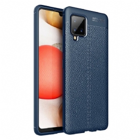 Hoesje voor Samsung Galaxy A42 5G Dubbellijnig Litchi-leereffect