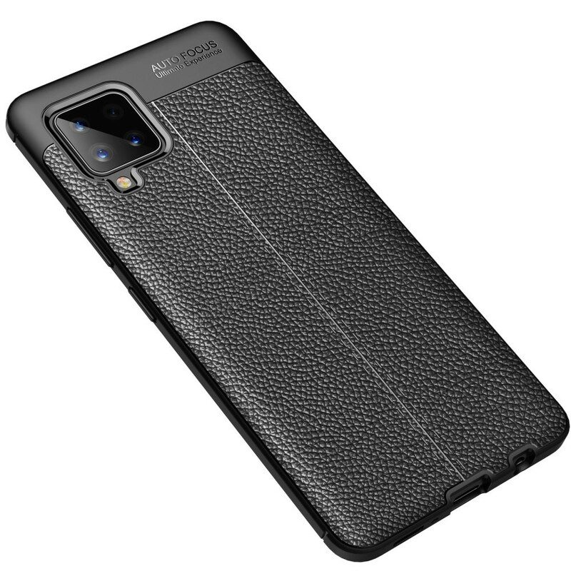 Hoesje voor Samsung Galaxy A42 5G Dubbellijnig Litchi-leereffect