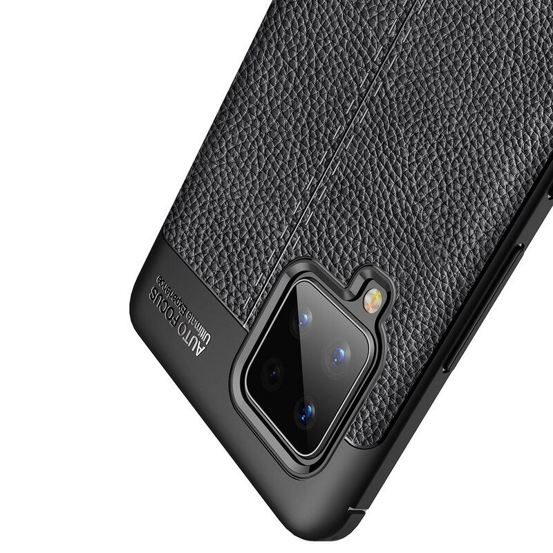 Hoesje voor Samsung Galaxy A42 5G Dubbellijnig Litchi-leereffect