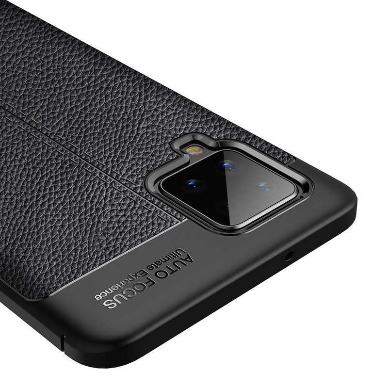 Hoesje voor Samsung Galaxy A42 5G Dubbellijnig Litchi-leereffect