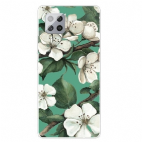 Hoesje voor Samsung Galaxy A42 5G Geschilderde Witte Bloemen