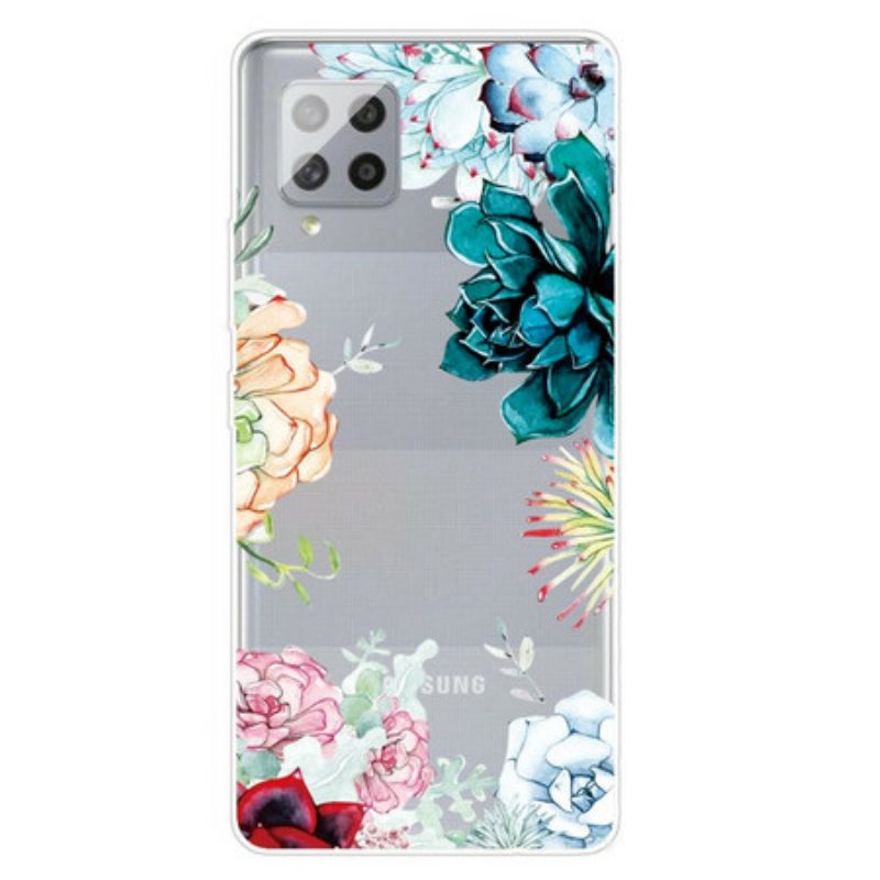 Hoesje voor Samsung Galaxy A42 5G Naadloze Aquarel Bloemen