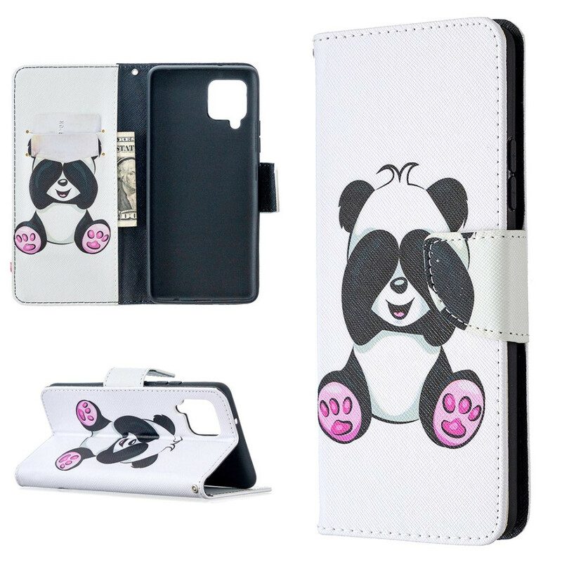 Leren Hoesje voor Samsung Galaxy A42 5G Panda-plezier