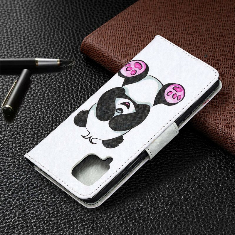 Leren Hoesje voor Samsung Galaxy A42 5G Panda-plezier