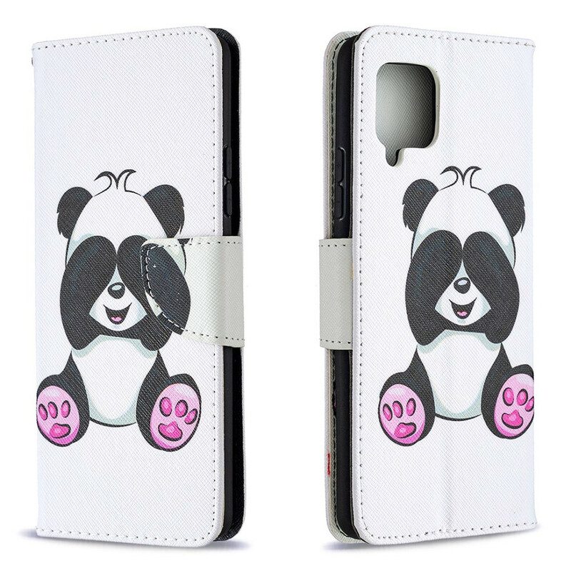 Leren Hoesje voor Samsung Galaxy A42 5G Panda-plezier