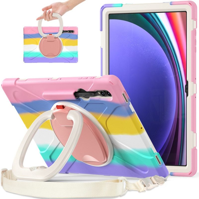 Cover Hoesje Samsung Galaxy Tab S9 Telefoonhoesje Draaibare Steun En Schouderband