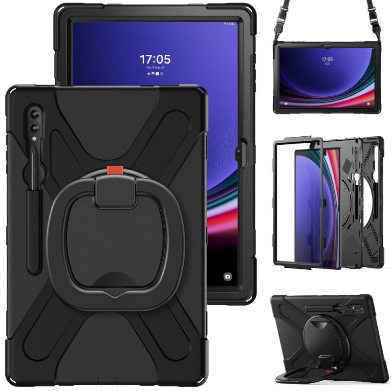 Cover Hoesje Samsung Galaxy Tab S9 Telefoonhoesje Draaibare Steun En Schouderband