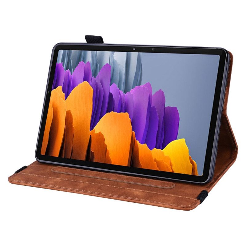 Cover Samsung Galaxy Tab S9 Bloemenpatroon En Stylushouderriem Bescherming Hoesje