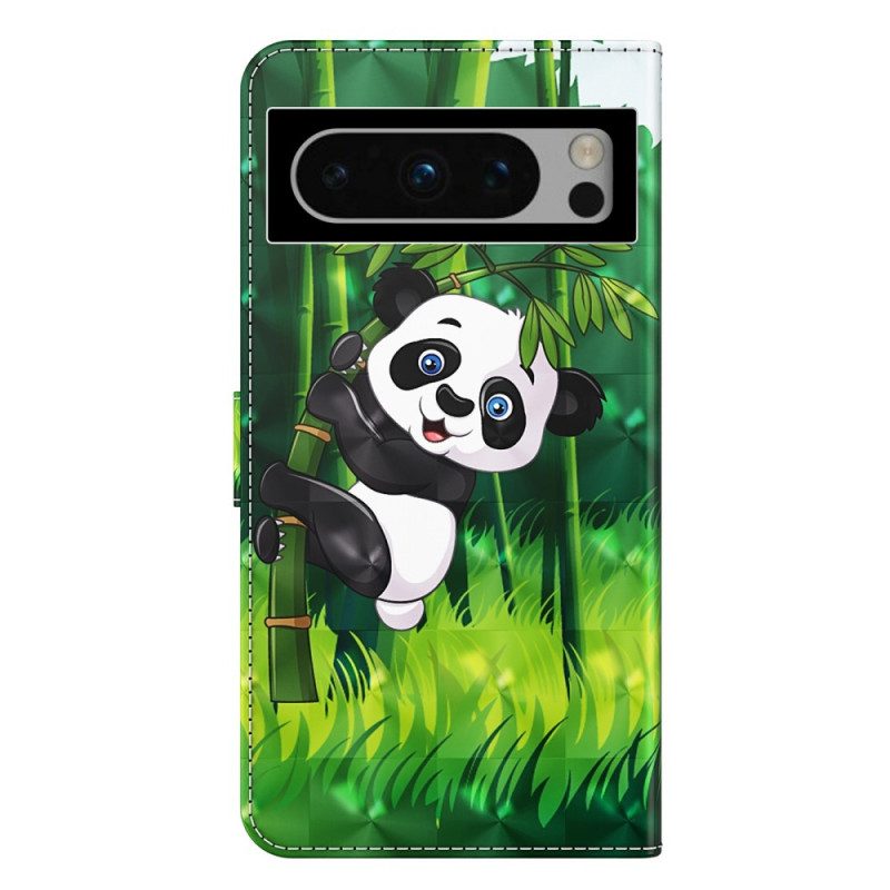 Bescherming Hoesje Google Pixel 8 Pro Panda Bamboe Met Riem