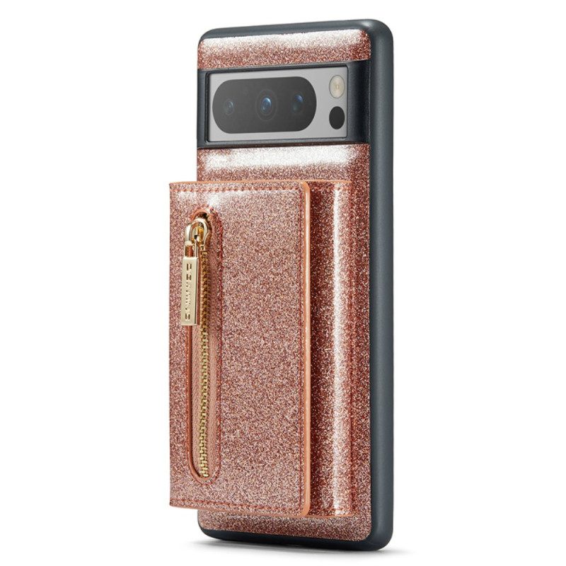 Cover Hoesje Google Pixel 8 Pro Telefoonhoesje Afneembare Kaarthouder Met Glitter