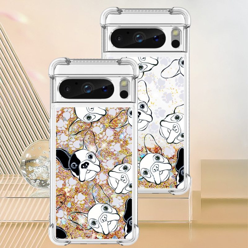 Cover Hoesje Google Pixel 8 Pro Telefoonhoesje Glitterhondjes