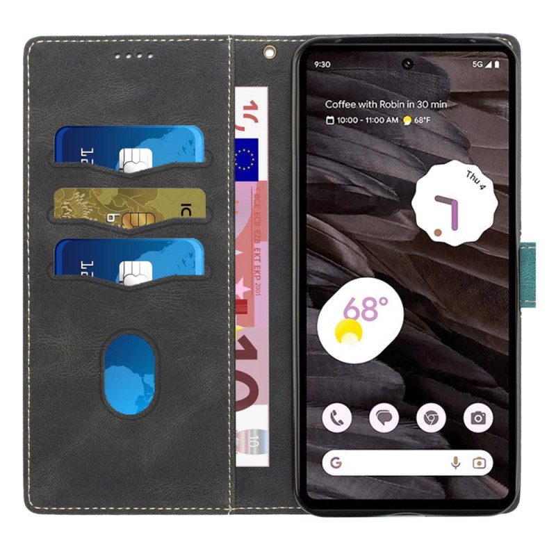 Flip Case Leren Google Pixel 8 Pro Fries Met Band