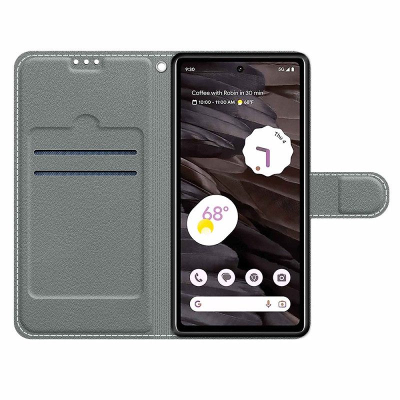 Flip Case Leren Google Pixel 8 Pro Magisch Landschap Met Riem