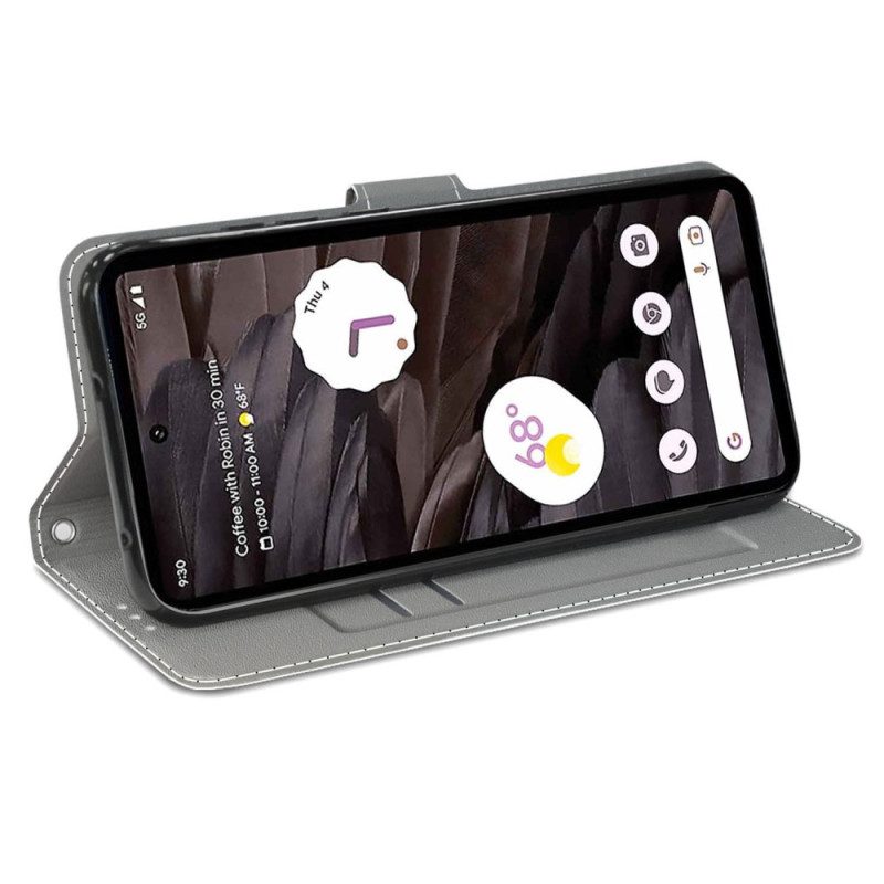 Flip Case Leren Google Pixel 8 Pro Yo Kat Met Riem