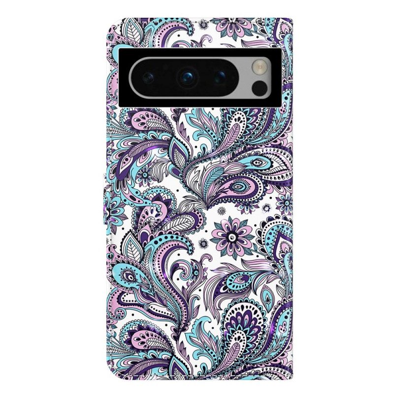 Folio-hoesje Google Pixel 8 Pro Telefoonhoesje Paisleypatroon Met Bandje