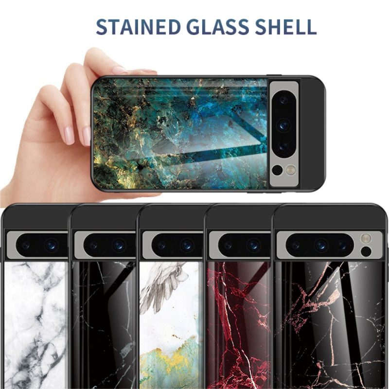 Hoesje Voor Google Pixel 8 Pro Marmer Gehard Glas