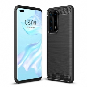 Telefoonhoesje voor Huawei P40 Pro Plus Geborstelde Koolstofvezel