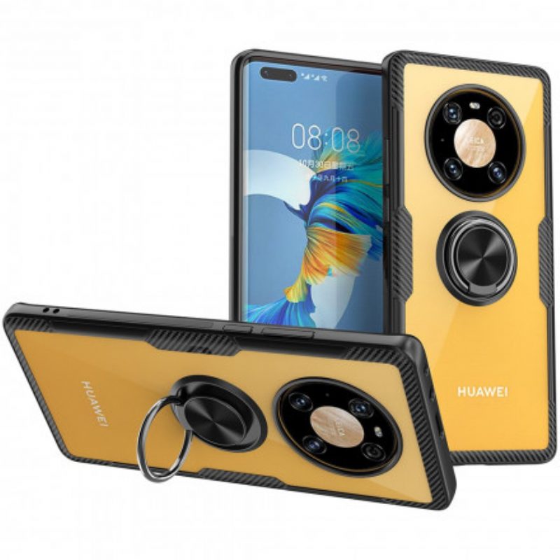 Hoesje voor Huawei Mate 40 Pro Transparante Ring En Koolstof