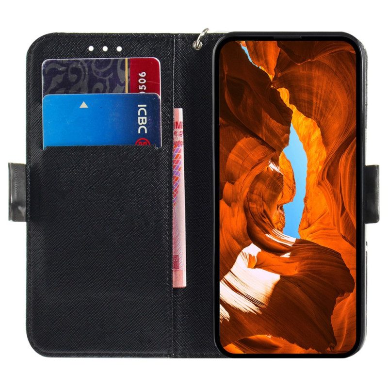 Flip Case Leren Oppo Reno 11 Pro 5g Boze Panda Met Riem