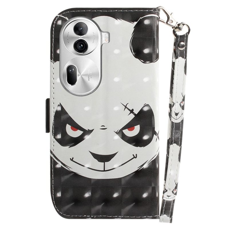 Flip Case Leren Oppo Reno 11 Pro 5g Boze Panda Met Riem