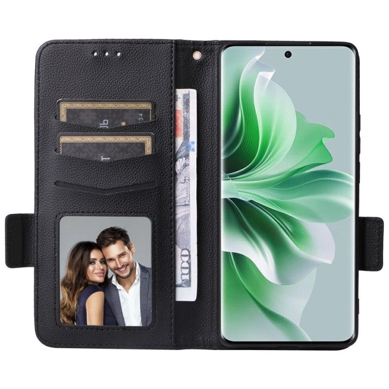 Flip Case Leren Oppo Reno 11 Pro 5g Litchi-textuur Met Riempje