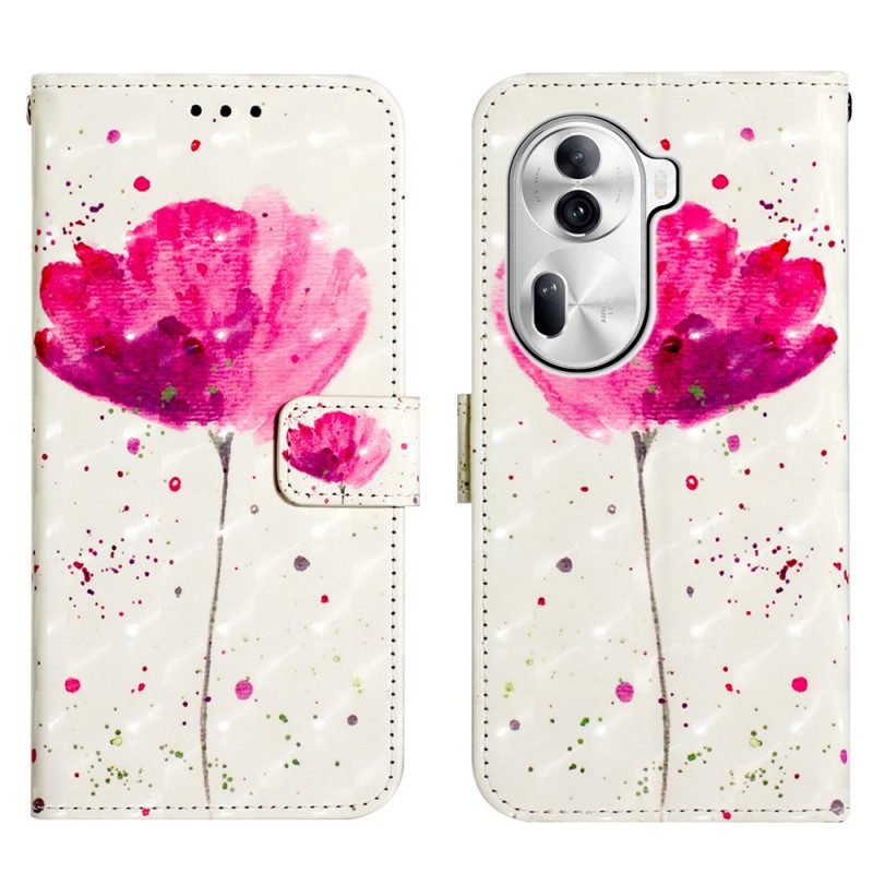 Flip Case Leren Oppo Reno 11 Pro 5g Papaver