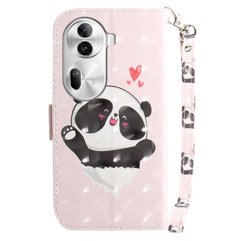 Leren Hoesje Oppo Reno 11 Pro 5g Panda Love Met Riempje