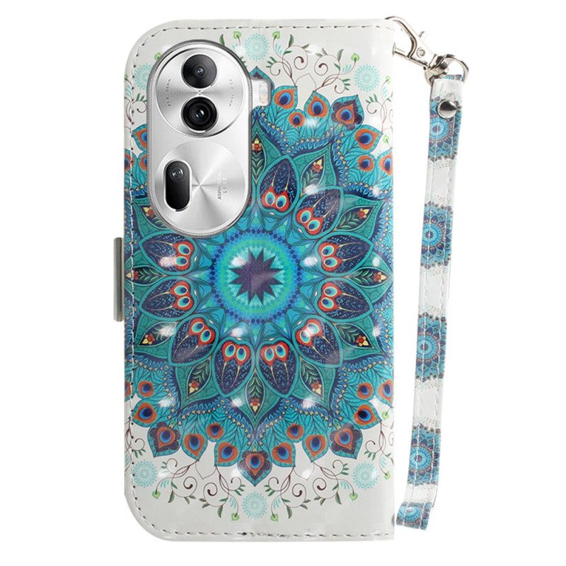 Leren Hoesje Voor Oppo Reno 11 Pro 5g Groene Mandala Met Bandje