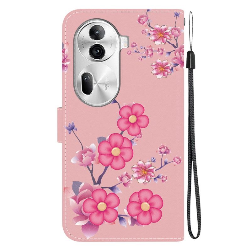 Leren Hoesje Voor Oppo Reno 11 Pro 5g Sakura Met Riem