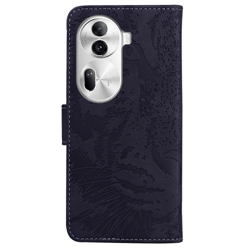 Leren Hoesje Voor Oppo Reno 11 Pro 5g Tijgervoetafdruk