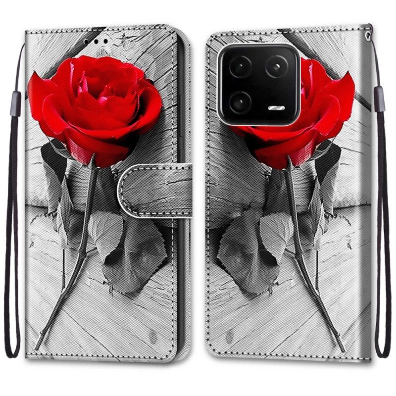 Folio-hoesje voor Xiaomi 13 Pro Bloemen Met Riem