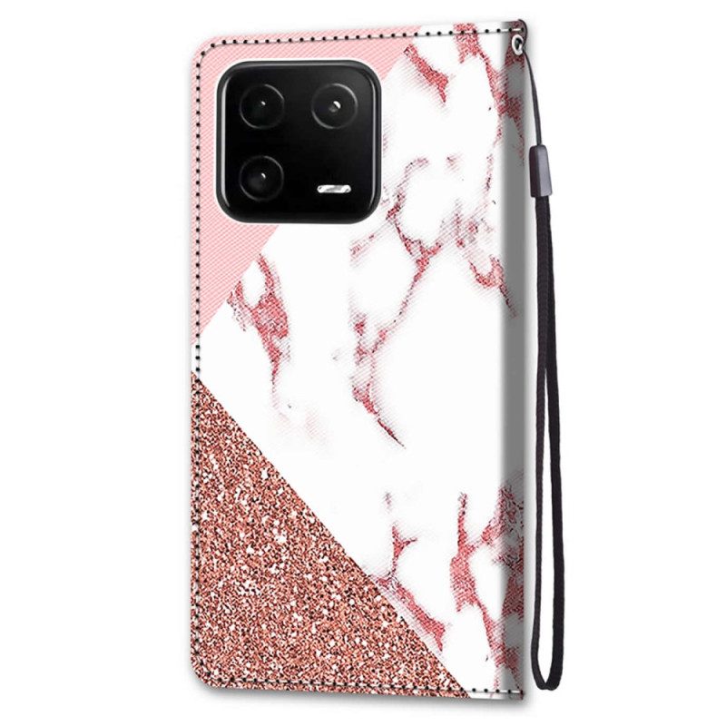 Folio-hoesje voor Xiaomi 13 Pro Marmer En Glitterdriehoek