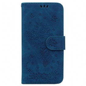 Folio-hoesje voor Xiaomi 13 Pro Met Ketting Strappy Rozen En Vlinders