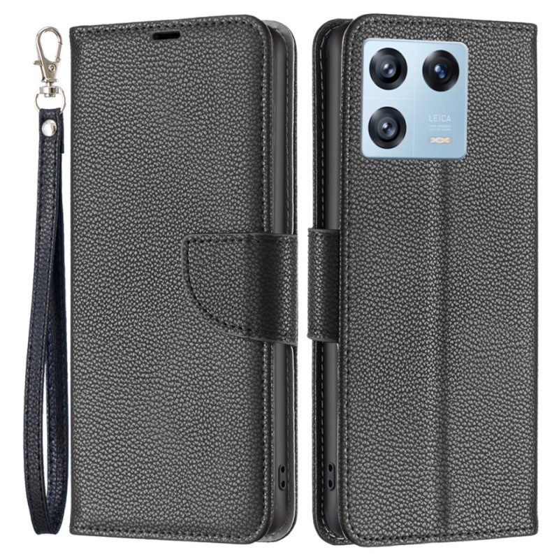 Leren Hoesje voor Xiaomi 13 Pro Lychee Schuine Sluiting