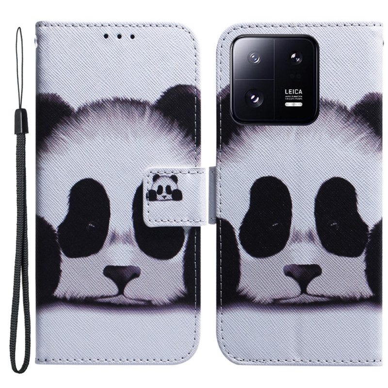 Leren Hoesje voor Xiaomi 13 Pro Met Ketting Strakke Panda