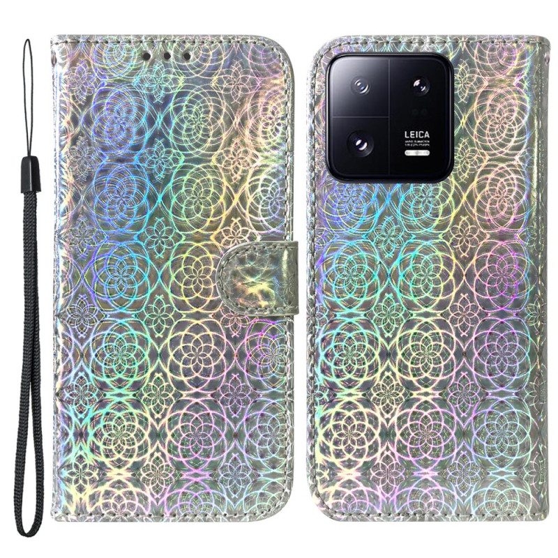 Leren Hoesje voor Xiaomi 13 Pro Met Ketting Strappy Disco-stijl