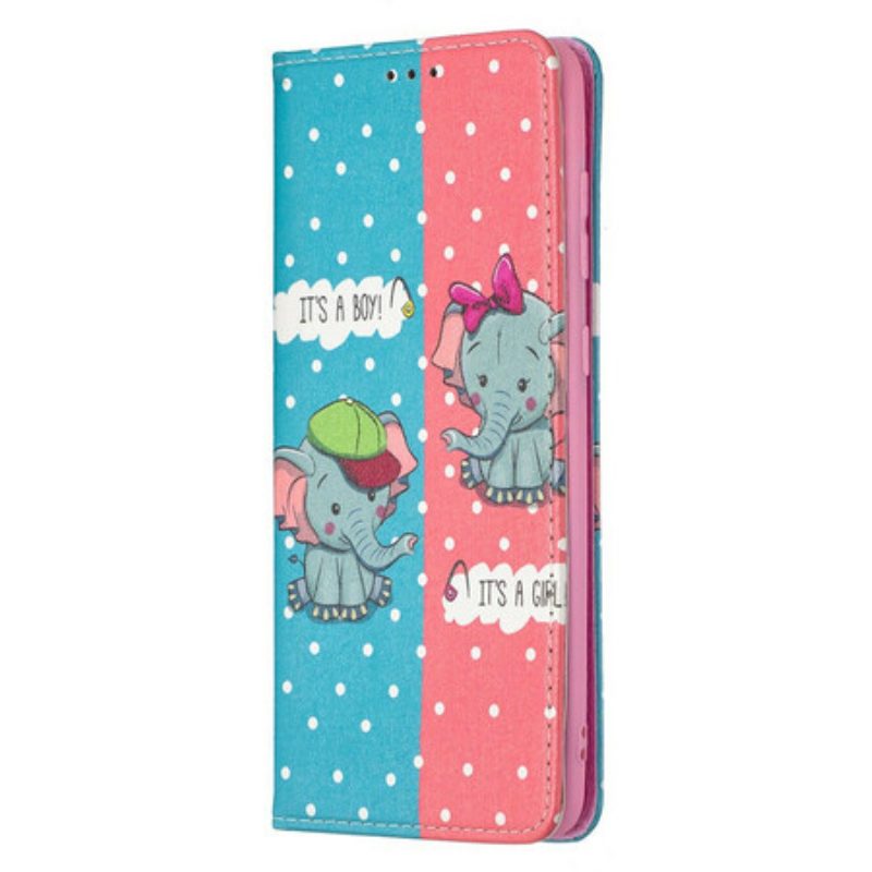 Bescherming Hoesje voor Samsung Galaxy A21s Folio-hoesje Baby Olifanten