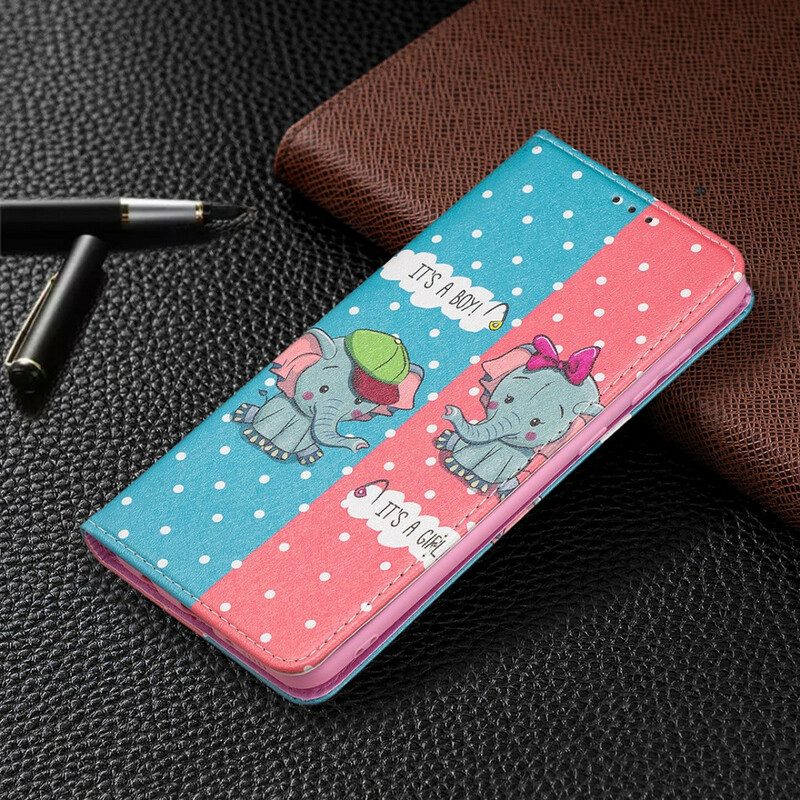 Bescherming Hoesje voor Samsung Galaxy A21s Folio-hoesje Baby Olifanten